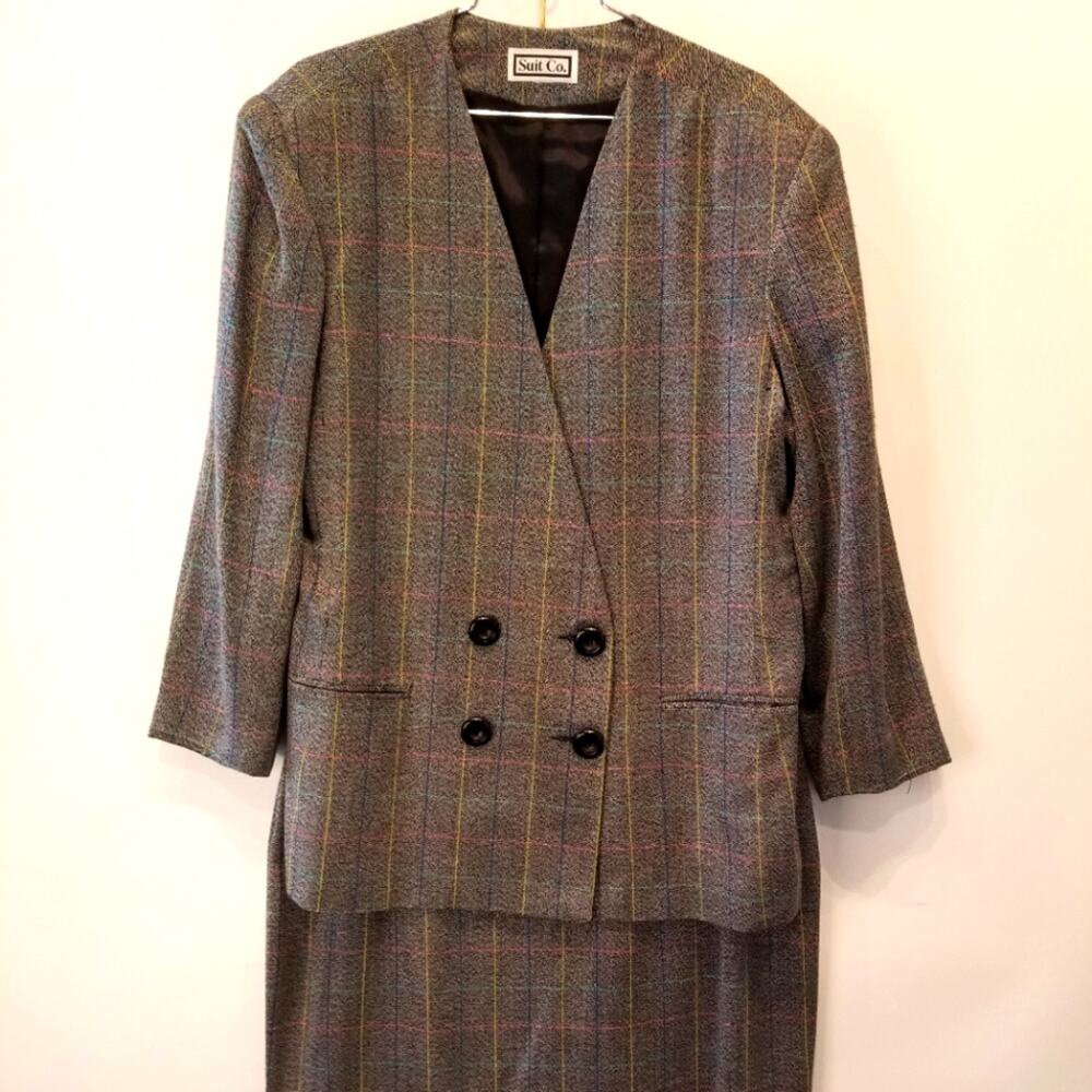 Suit Co. Vintage 90s Grey 2‎ pc. Suit Jacket Skirt 14